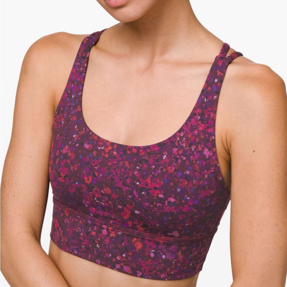 lululemon athletica Purple Floral Print Energy Bra, size 8